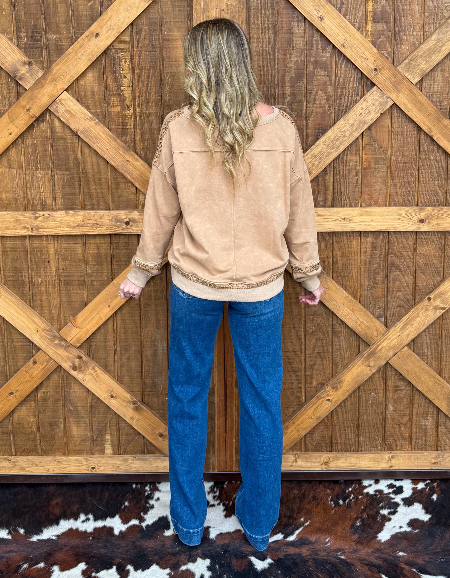 Cowgirl Boots Oversized Sweater Top