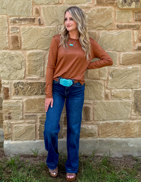 Swanky Leather Long Sleeve *Saddle