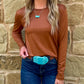Swanky Leather Long Sleeve *Saddle
