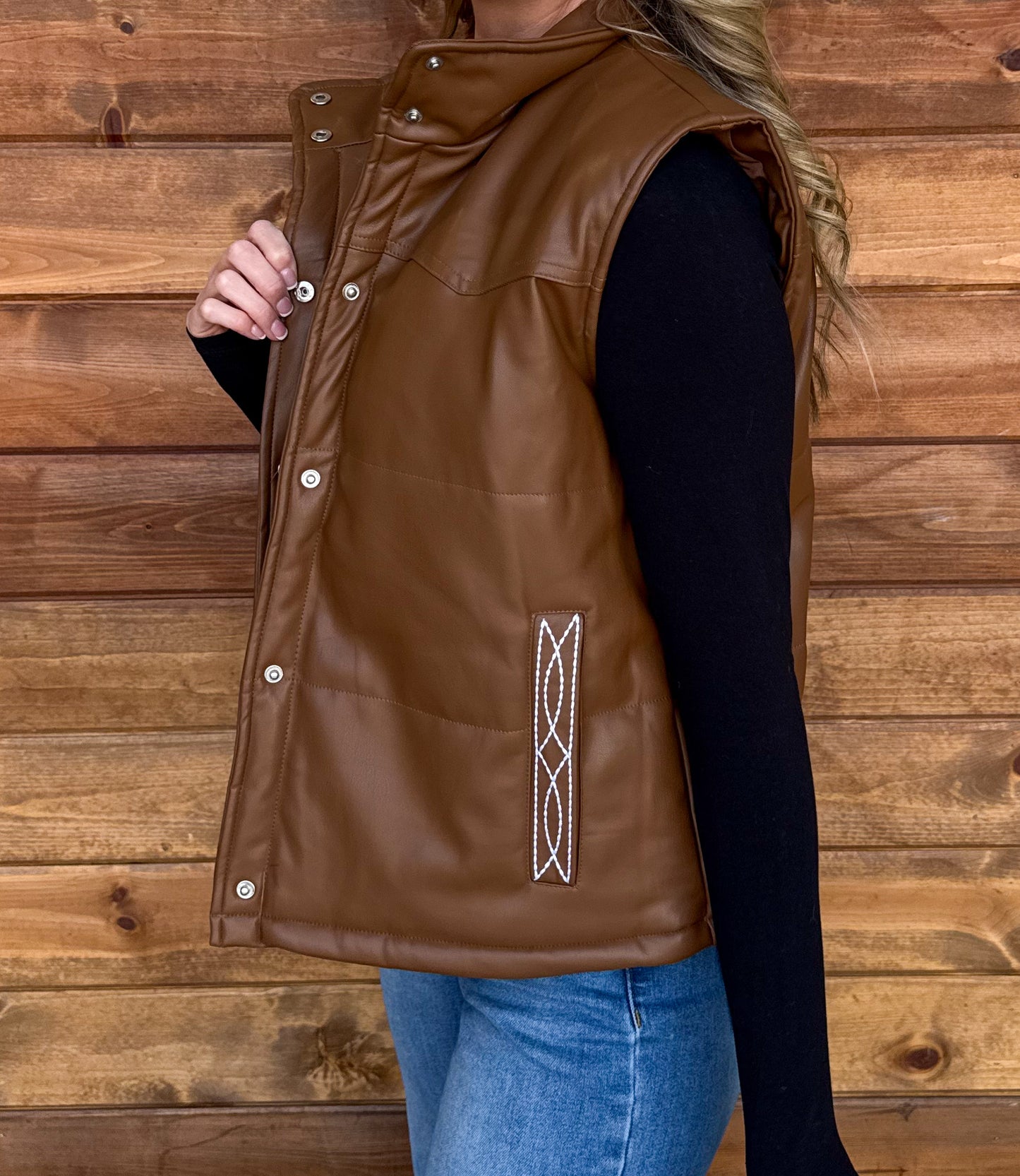 Leather Boot Stitch Vest