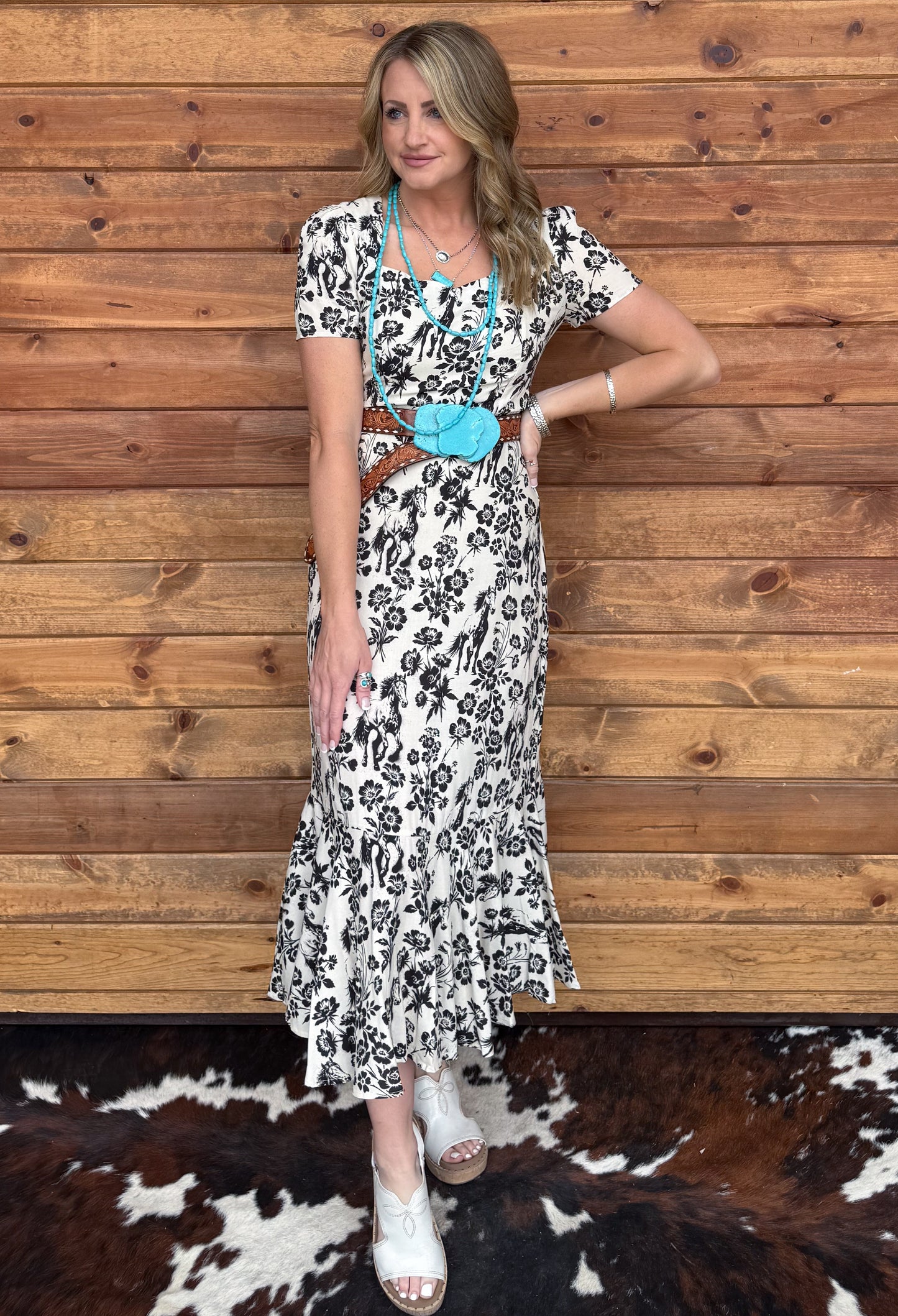 Floral Horses Dress