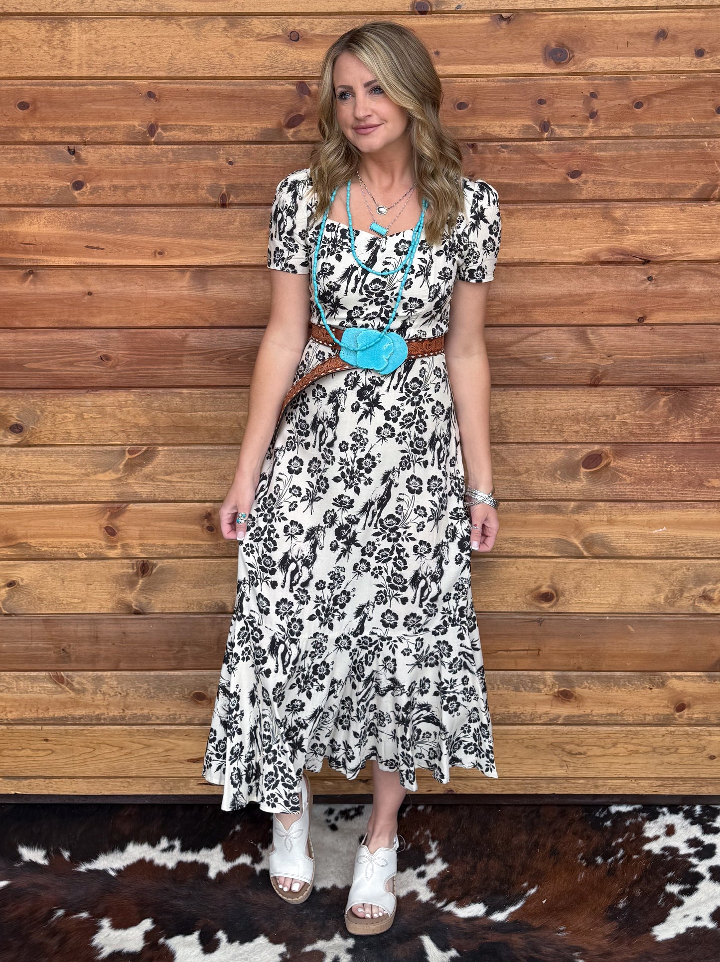 Floral Horses Dress