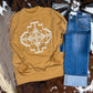 Aztec Puff Print Sweatshirt *Mustard