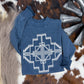 Aztec Puff Print Sweatshirt *Navy