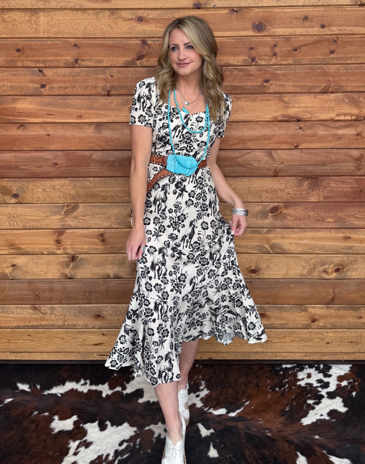 Floral Horses Dress