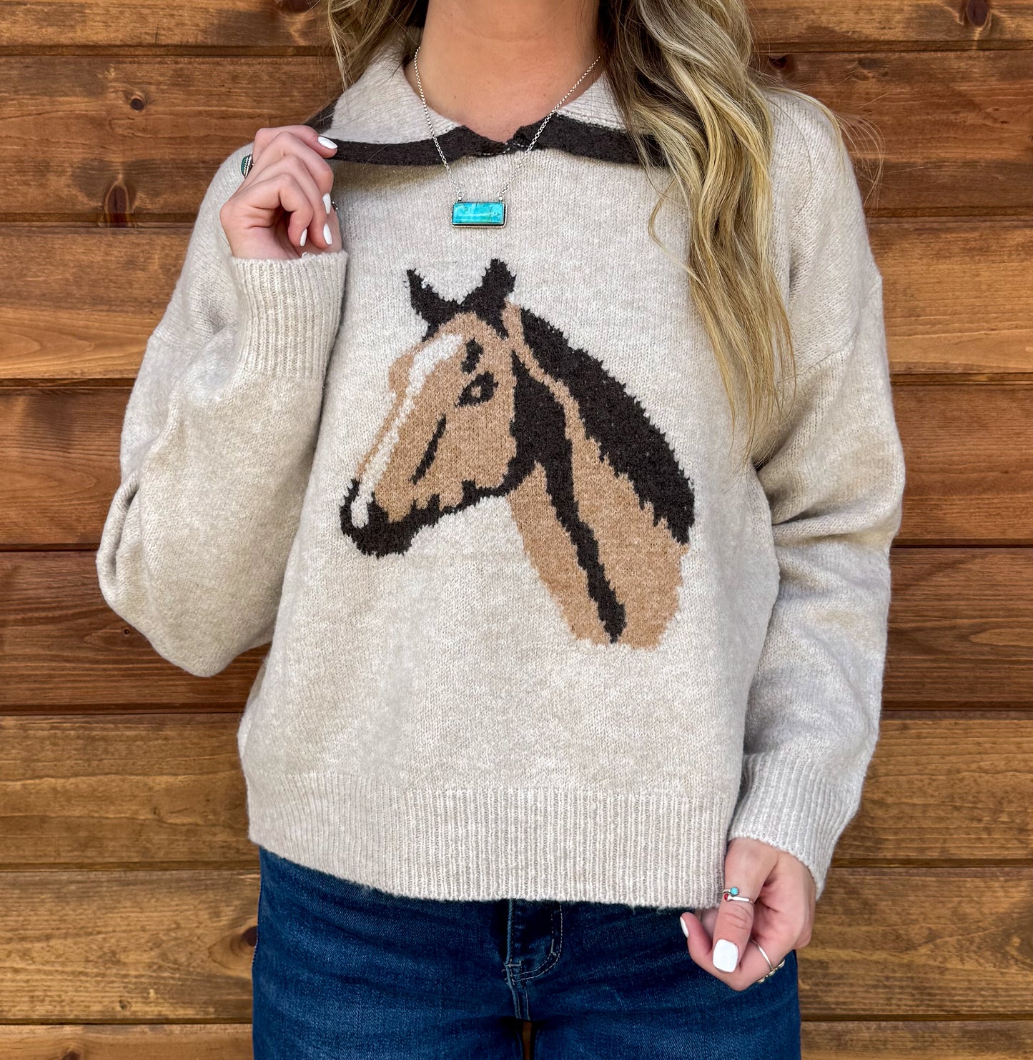 Collared Horse Sweater
