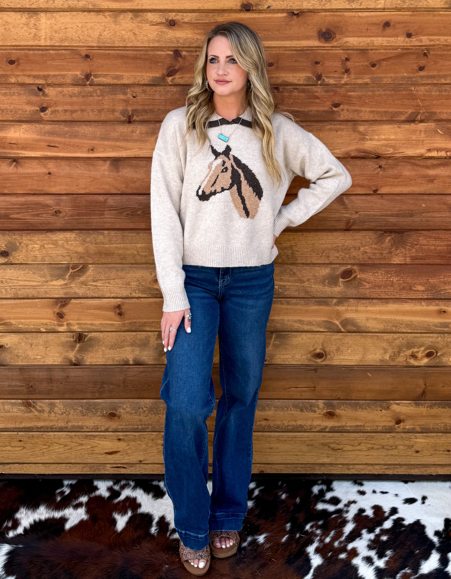Collared Horse Sweater