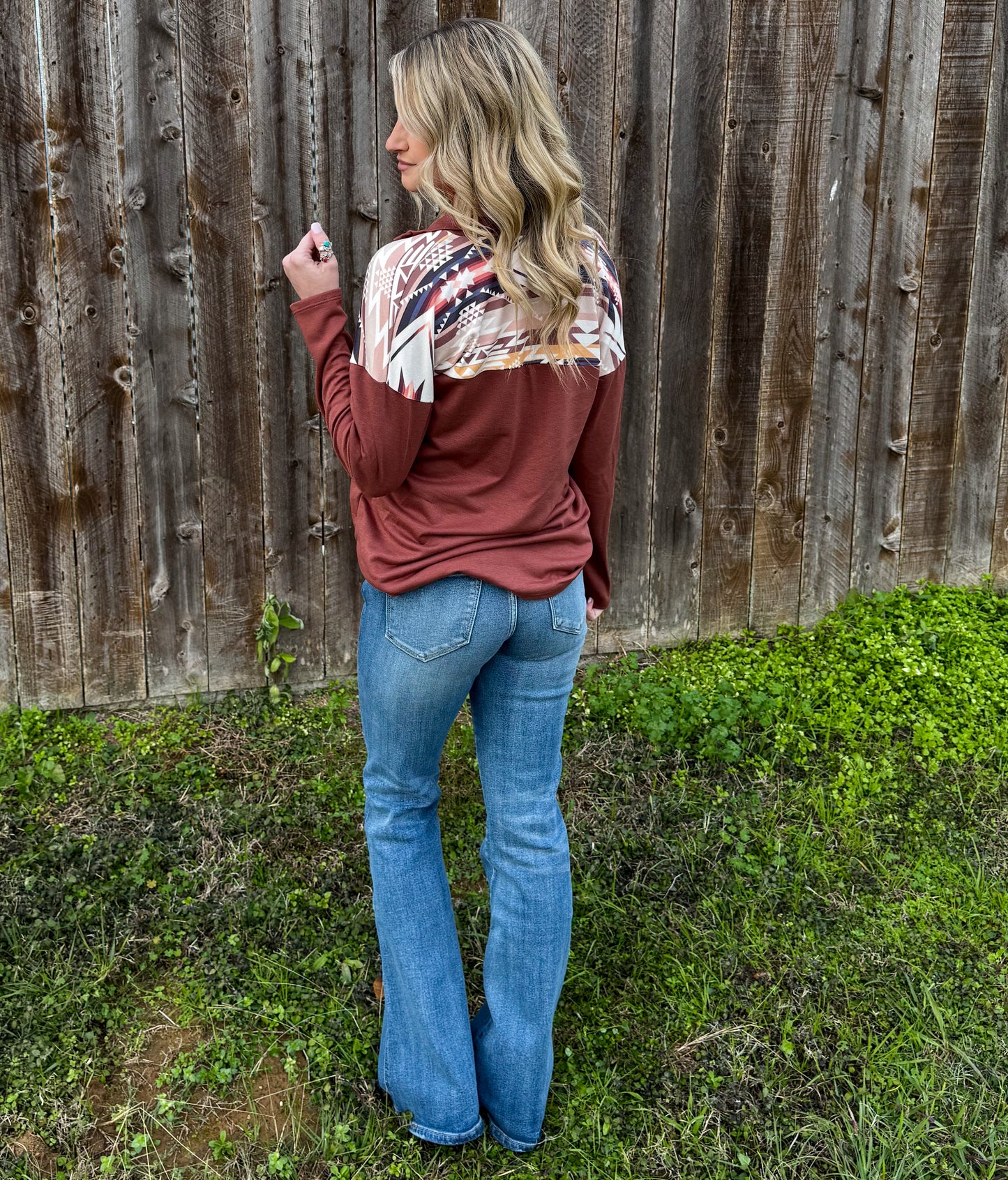 Country Babe Aztec Pullover *Rust