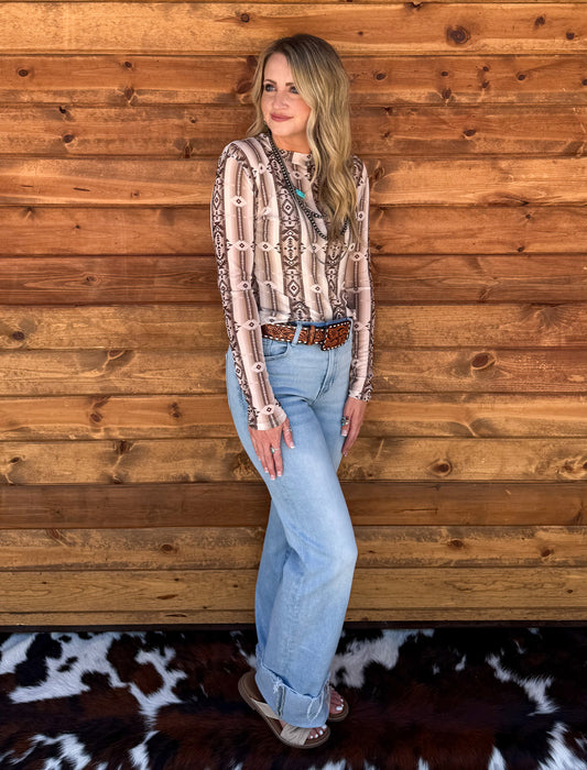 Desert Storm Aztec Mesh Top