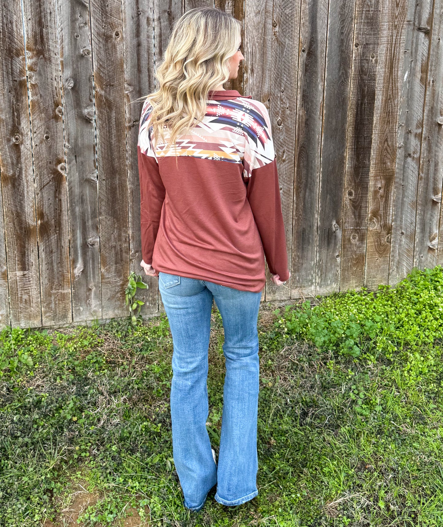 Country Babe Aztec Pullover *Rust