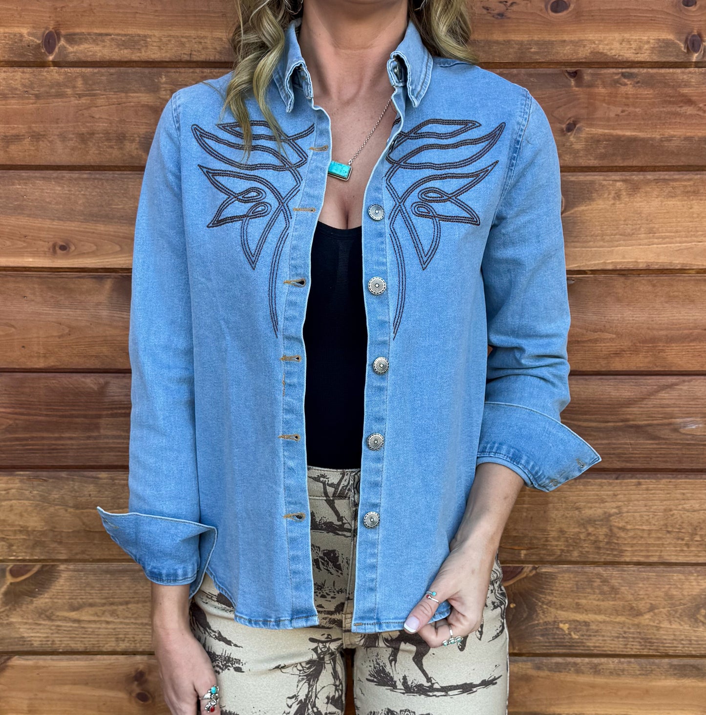 Boot Stitch Denim Long Sleeve