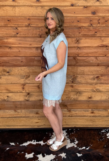 Western Horse Sweater Dress