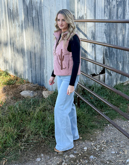 Southern Cactus Puffer Vest *Mauve