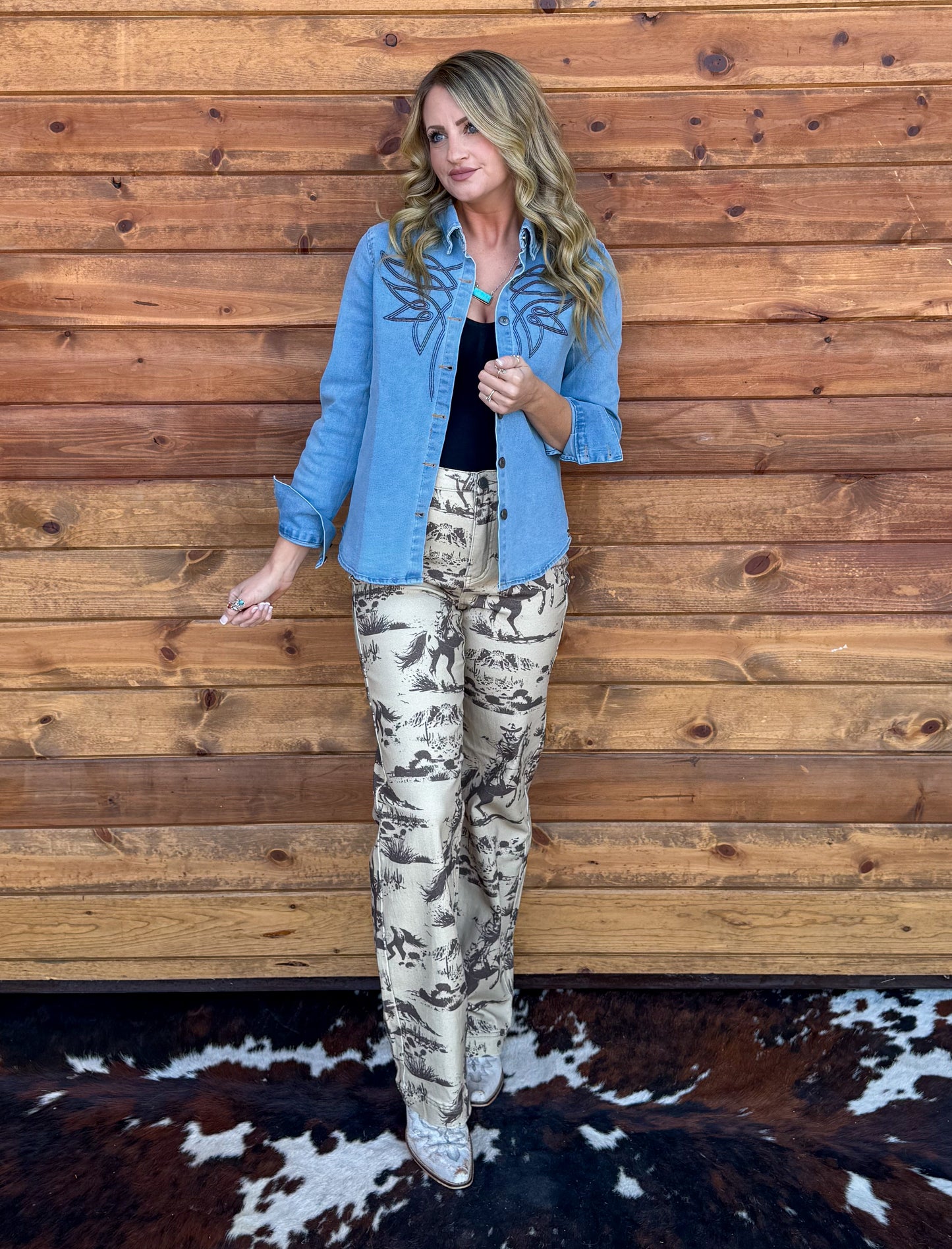 Boot Stitch Denim Long Sleeve