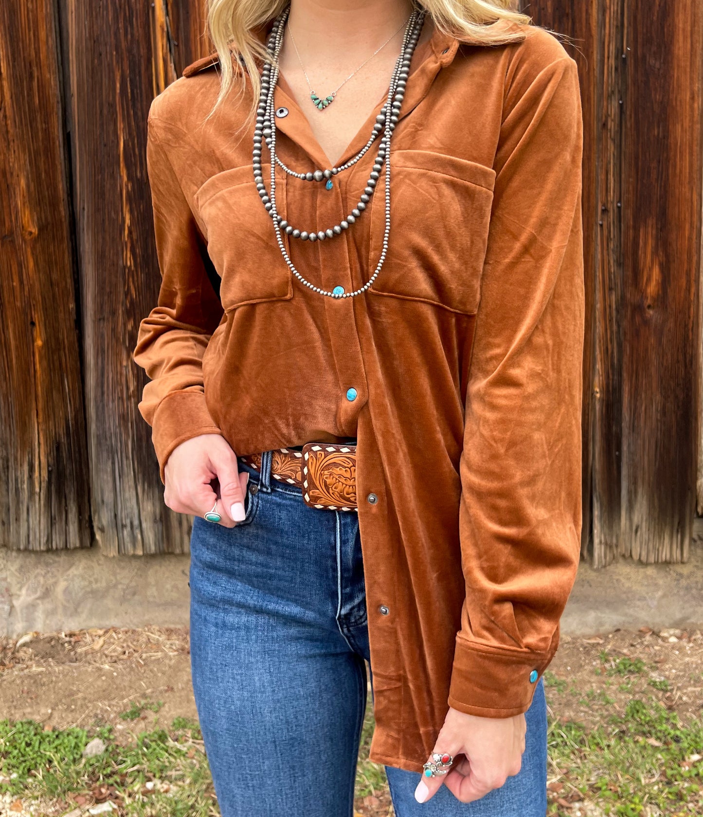 Velvet Moves Button-Up Top