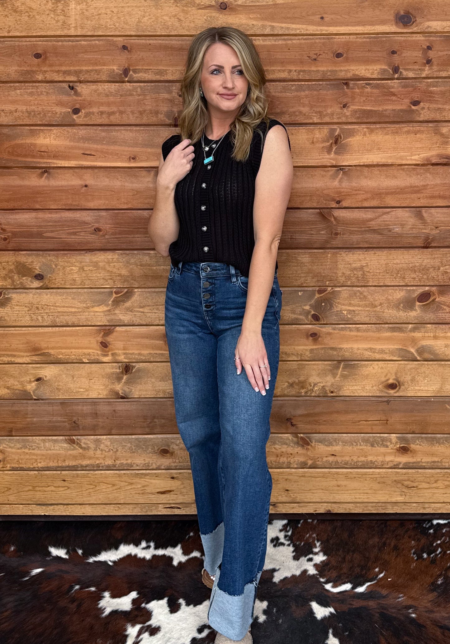 Simple Button-Up Tank *Black