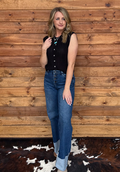 Simple Button-Up Tank *Black