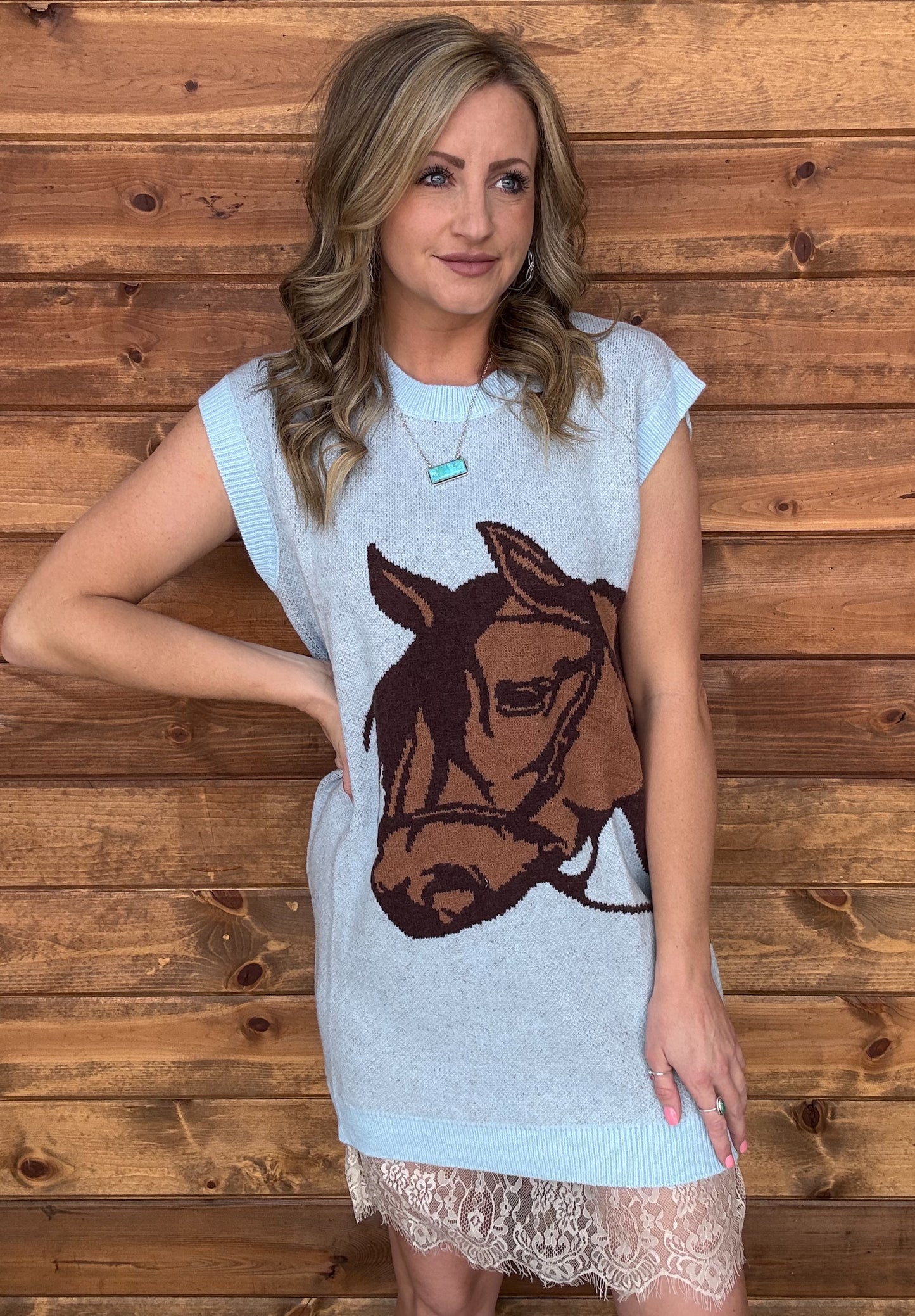 Western Horse Sweater Dress