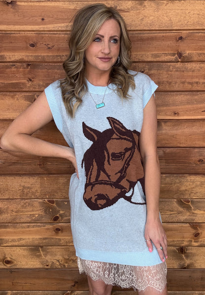 Western Horse Sweater Dress