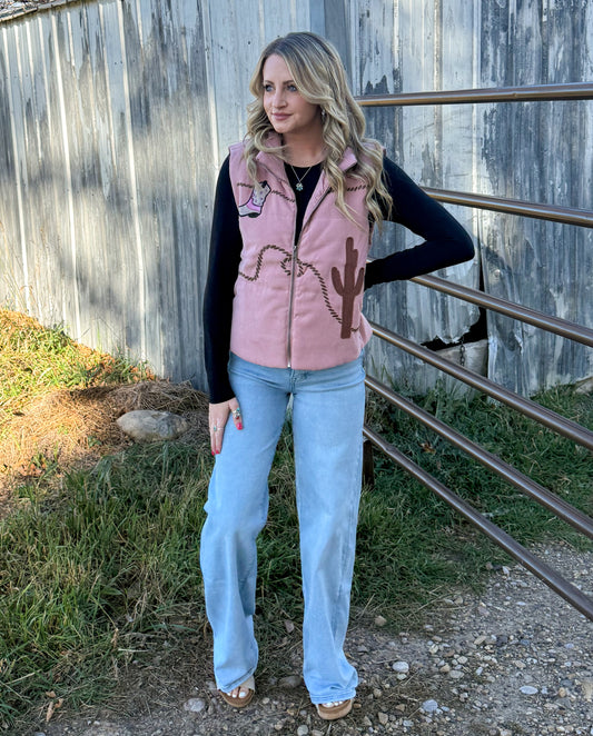 Southern Cactus Puffer Vest *Mauve