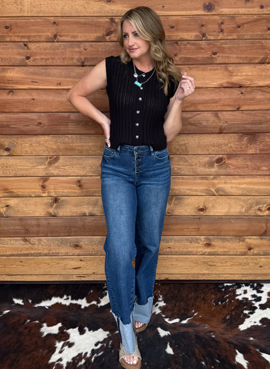 Simple Button-Up Tank *Black