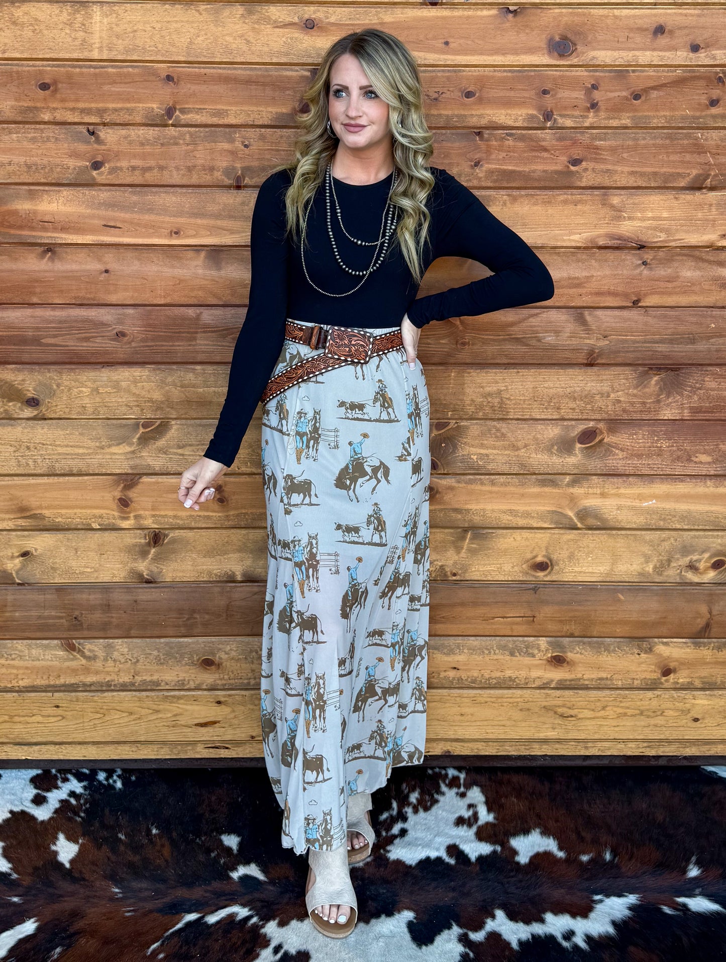 On the Ranch Mesh Maxi Skirt