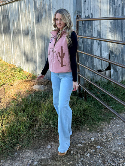 Southern Cactus Puffer Vest *Mauve