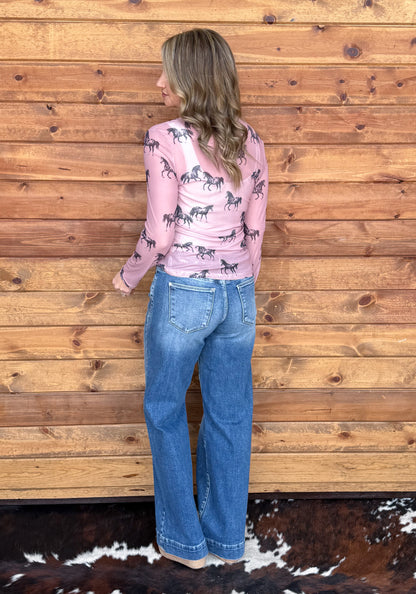 Pink Pony Mesh Top