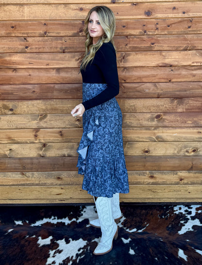 Saddle Up Ruffle Skirt *Navy