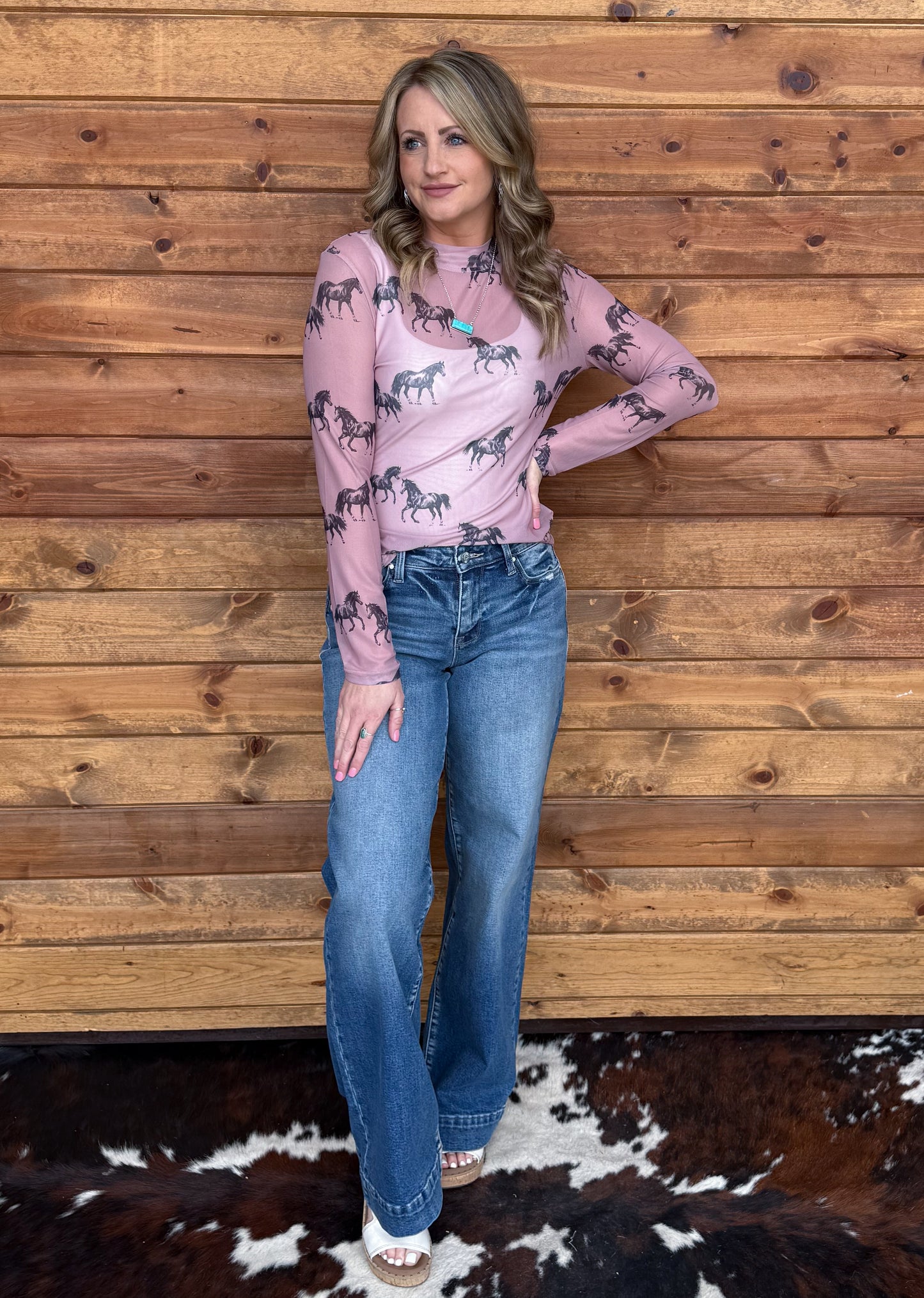 Pink Pony Mesh Top