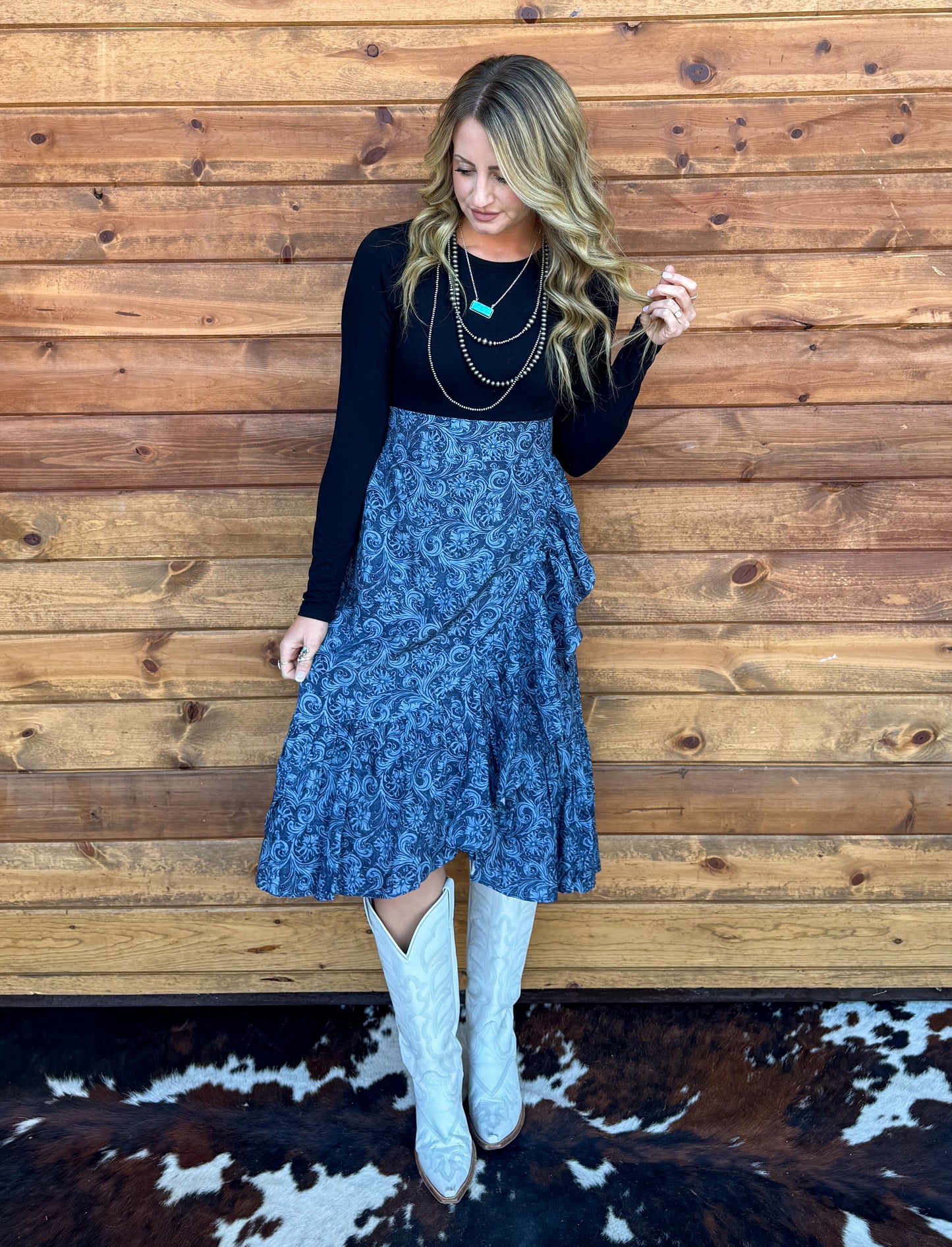 Saddle Up Ruffle Skirt *Navy