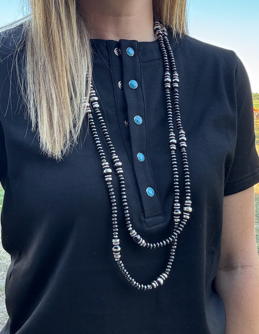 66” Black & Silver Beaded Necklace