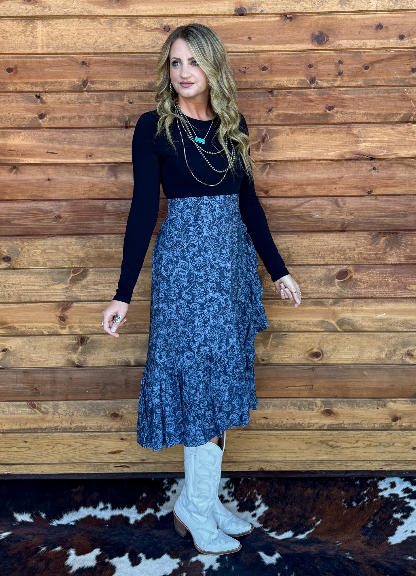 Saddle Up Ruffle Skirt *Navy