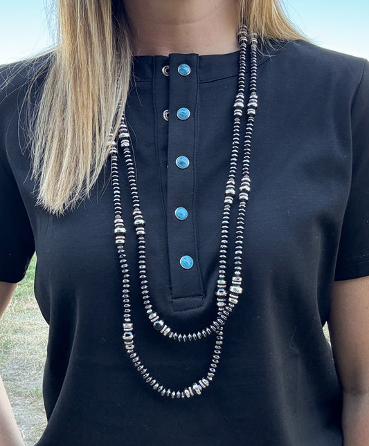 66” Black & Silver Beaded Necklace