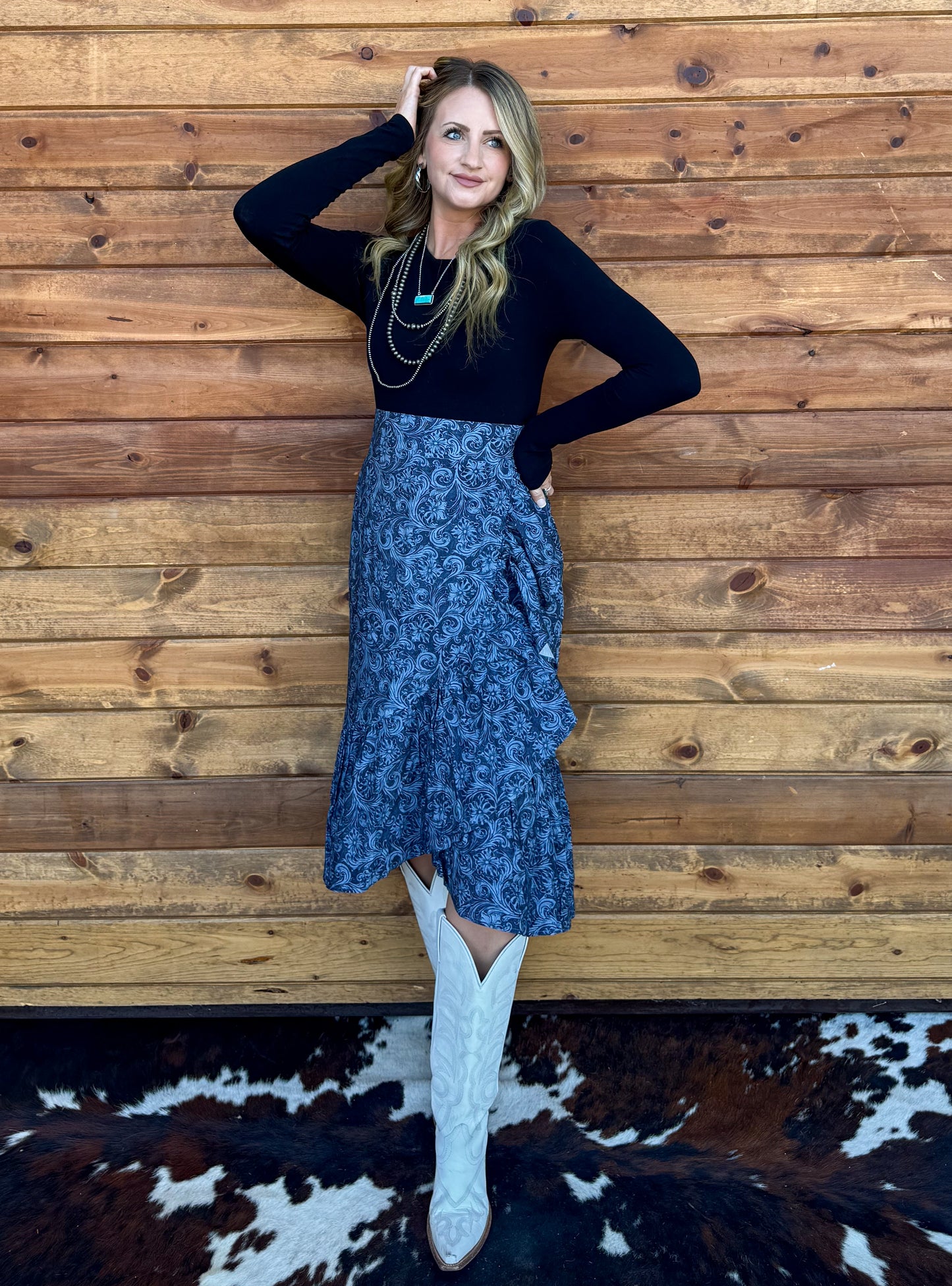 Saddle Up Ruffle Skirt *Navy