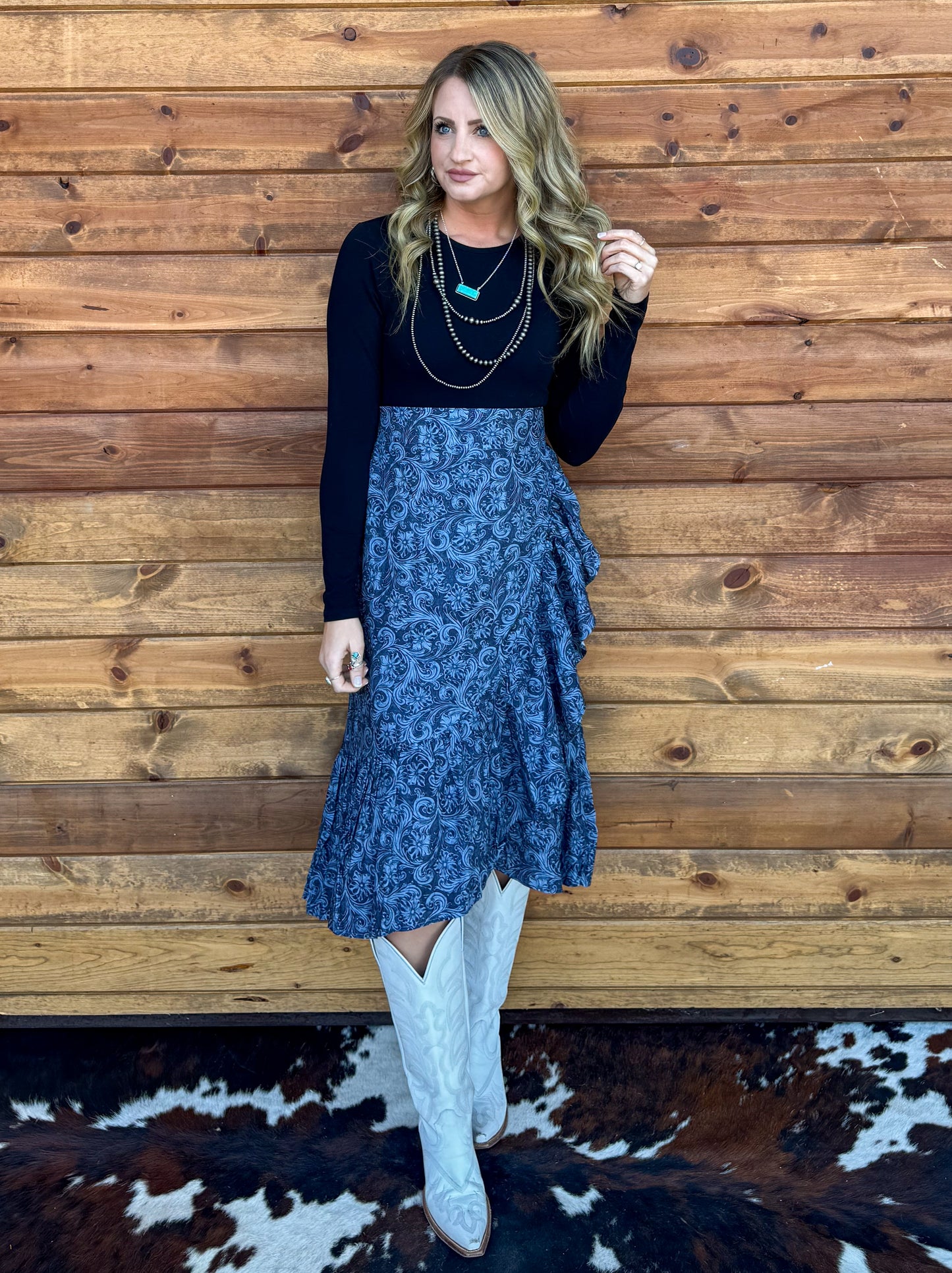 Saddle Up Ruffle Skirt *Navy