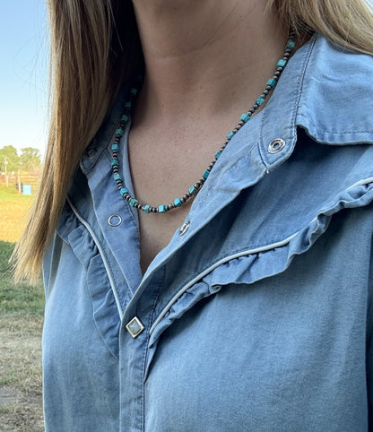 Western Faux Square Turquoise Necklace