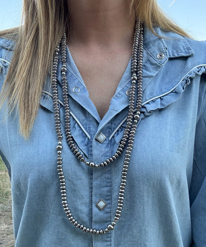 66” Metallic Silver Disc Necklace