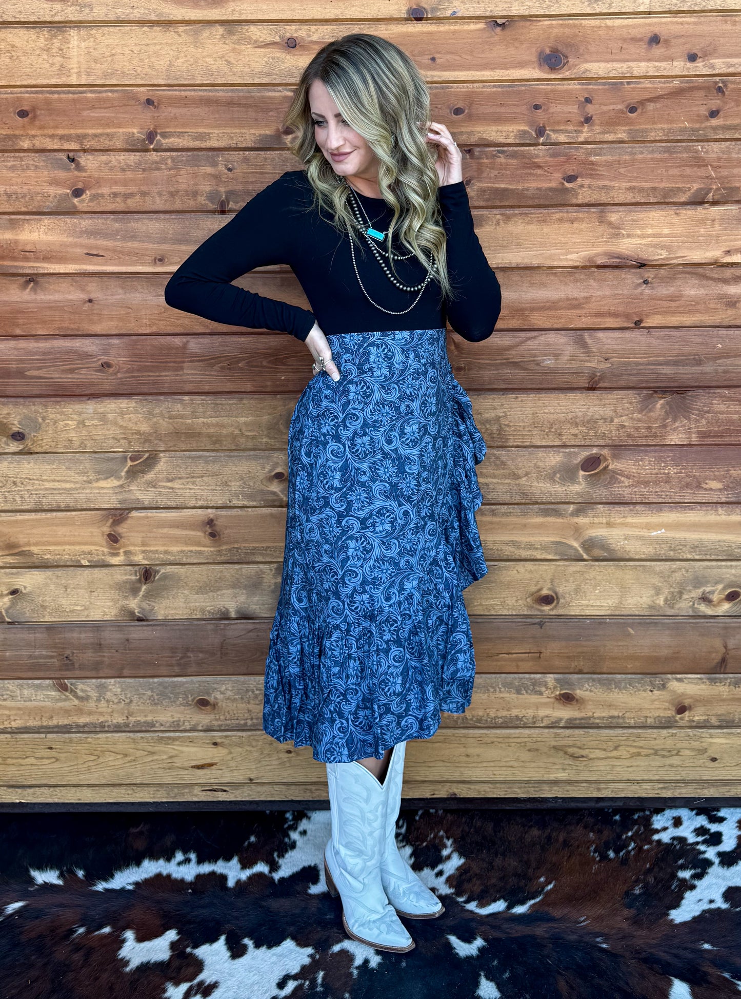 Saddle Up Ruffle Skirt *Navy