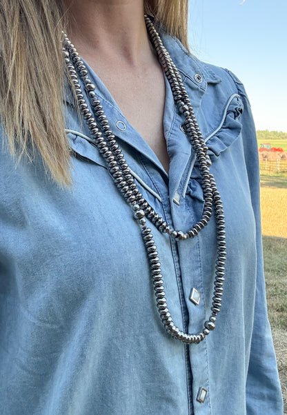 66” Metallic Silver Disc Necklace