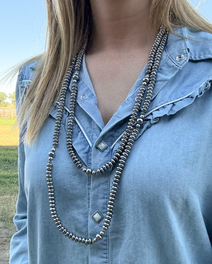66” Metallic Silver Disc Necklace