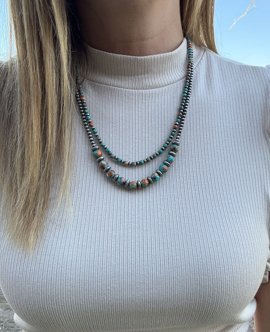 2 Strand Faux Gemstone Necklace
