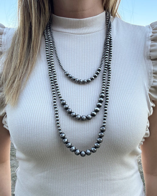 24” 3 Strand Faux Navajo Pearl Necklace