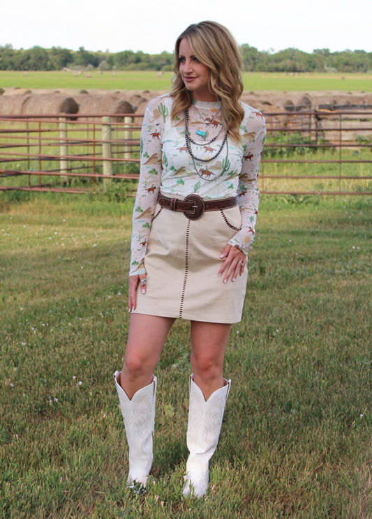 Western Stitch Suede Skort
