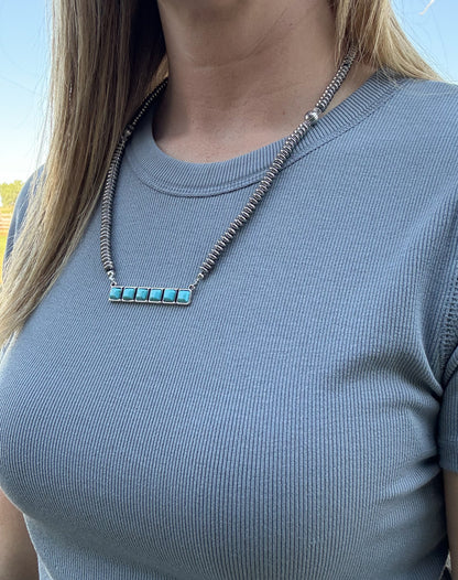 Turquoise Stone Bar Necklace