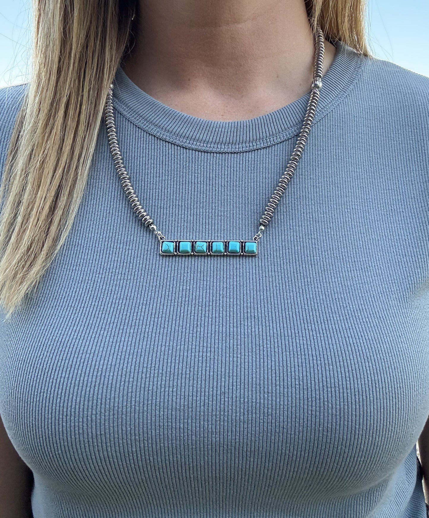 Turquoise Stone Bar Necklace