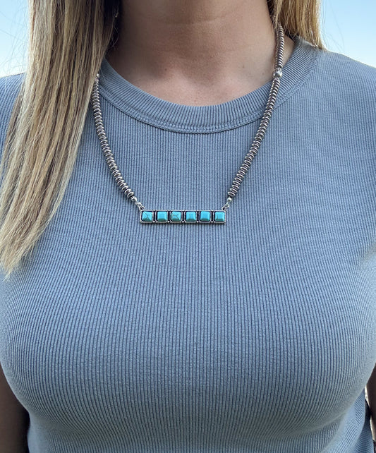 Turquoise Stone Bar Necklace