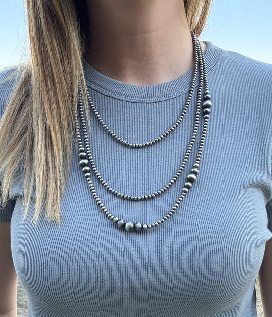 22” 3 Strand Faux Navajo Pearl Necklace