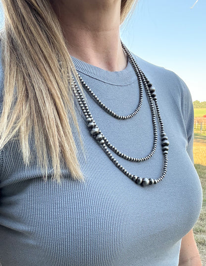 22” 3 Strand Faux Navajo Pearl Necklace