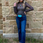 Midnight Aztec Mesh Top